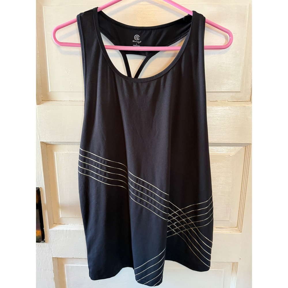 Champion Black Racerback Tank Top Athletic Workout‎ Athleisure Size L